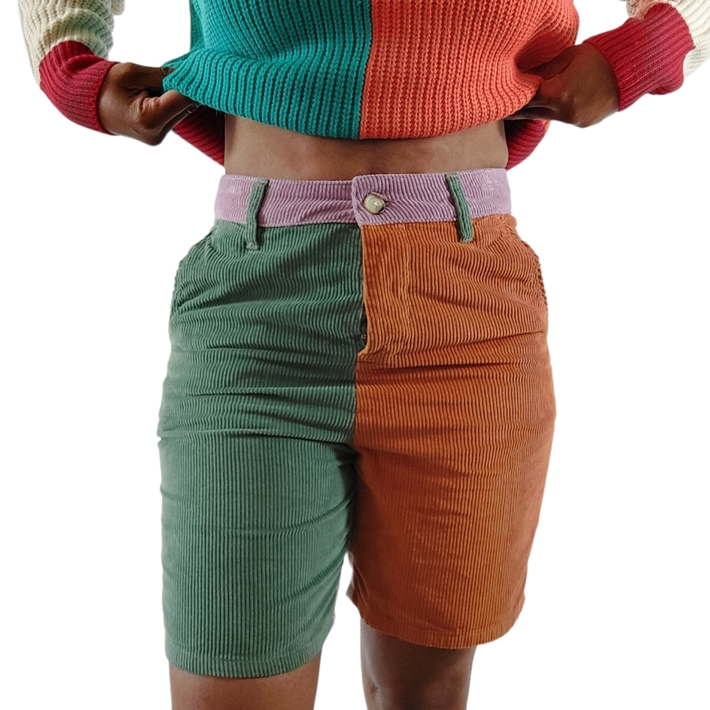 Asos Corduroy Color Block Button Fly Bermuda Shor… - image 6